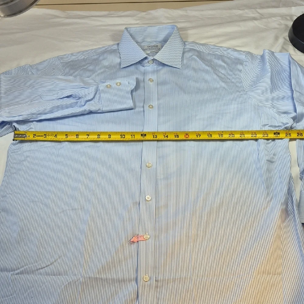 T.M.Lewin Men's Light Blue Pinstripe Dress Shirt - Picture 6 of 16